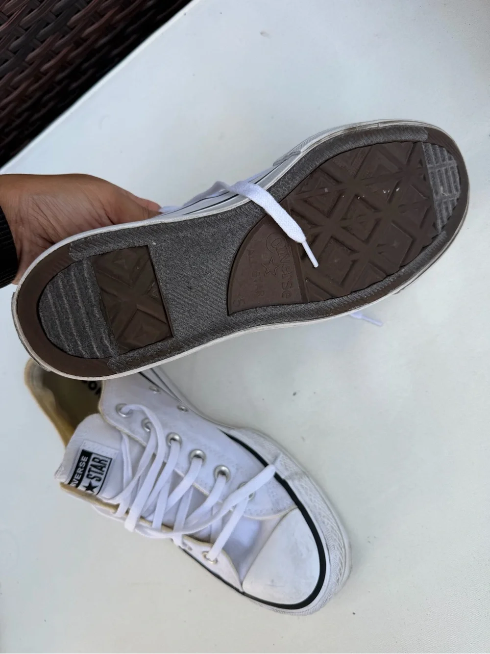Converse women’s platform White Low Top Sneakers